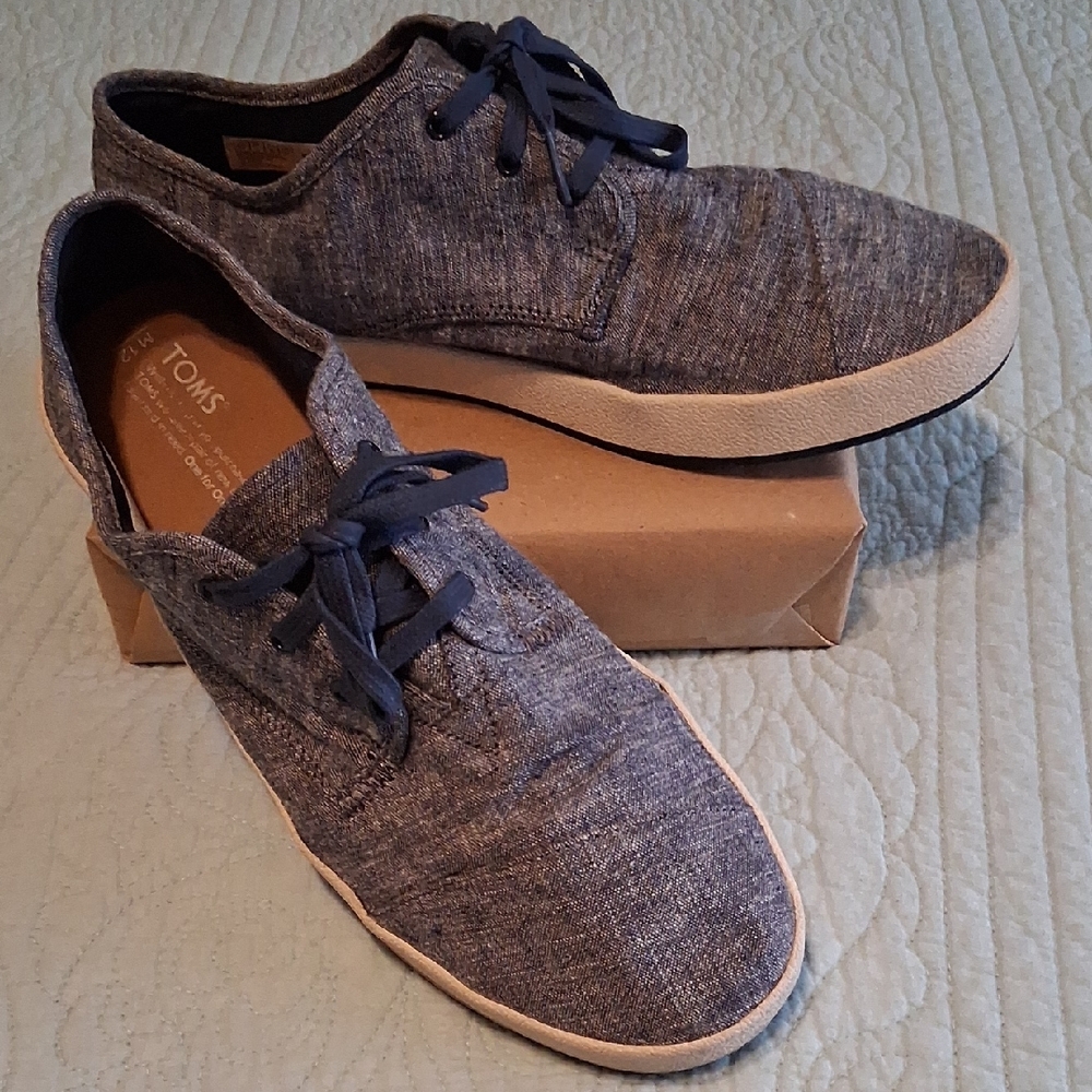 TOMS Men's Casual Blue Linen Shoes, VGUC